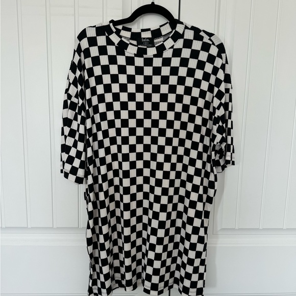 Dressed in LALA Other - Lex Ribbed Playsuit in Black + White Checkerboard